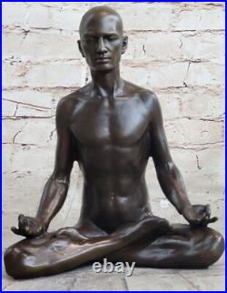 Bronze Sculpture Mâle Méditation Statue Yoga Figurine Art Collection Deco Deal