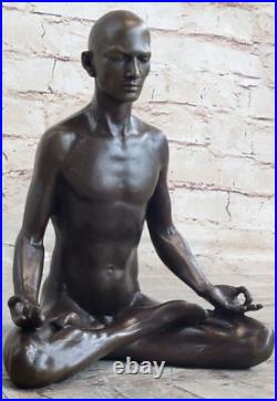 Bronze Sculpture Mâle Méditation Statue Yoga Figurine Art Collection Deco Deal