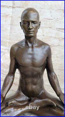 Bronze Sculpture Mâle Méditation Statue Yoga Figurine Art Collection Deco Deal