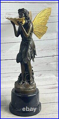 Bronze Sculpture de Collection Statue Fairy Mythique Signée Milo Grand Art Déco