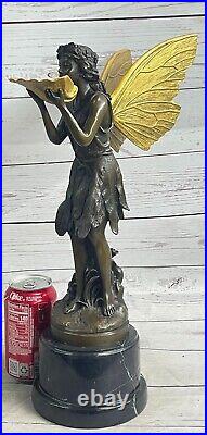 Bronze Sculpture de Collection Statue Fairy Mythique Signée Milo Grand Art Déco