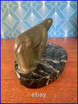 Bronze animalier art déco, sculpture en bronze, pour cet encrier socle en marbre