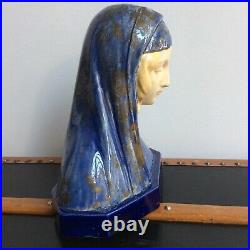 Buste de la Vierge Marie Faïence Signé Giuseppe Gambogi Art Déco