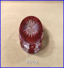 CRISTALLERIES DE NANCY rare boite à poudre ART DECO cristal taillé doublé rouge