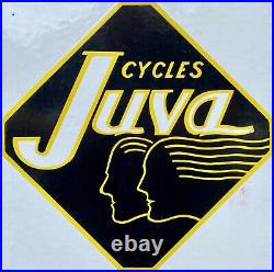 CYCLES JUVA Agence Rare plaque émaillée au graphisme Art-Déco