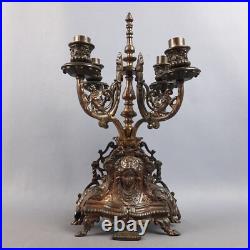 Candelabre En Laiton Art Déco De Table À 4 Flammes Collection Vintage Années 50 Candelabre En Laiton Art Déco De Table À 4 Flammes Collection Vintage Années 50