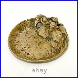 Cendrier art déco nouveau en laiton vide poche signé Frecourt baguier ancien