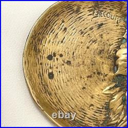 Cendrier art déco nouveau en laiton vide poche signé Frecourt baguier ancien