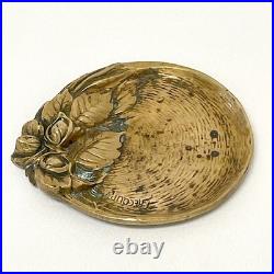 Cendrier art déco nouveau en laiton vide poche signé Frecourt baguier ancien