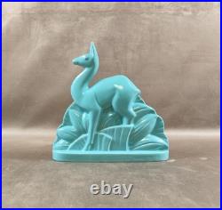 Cerf Art Déco signé St Clément en faïence numéro 587-2 France Vintage 1930