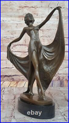 Cesaro Bronze Dancing Girl Sculpture Élégant Art Déco Figurine Collection Solde