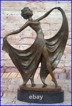 Cesaro Bronze Dancing Girl Sculpture Élégant Art Déco Figurine Collection Solde