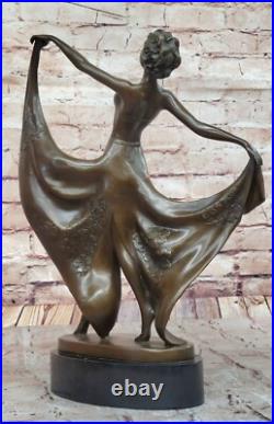 Cesaro Bronze Dancing Girl Sculpture Élégant Art Déco Figurine Collection Solde