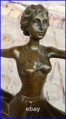 Cesaro Bronze Dancing Girl Sculpture Élégant Art Déco Figurine Collection Solde