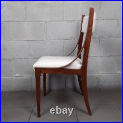 Chaise En Bois Et En Cuir Blanc Rembourrée Art Déco Collection Vintage Années 50
