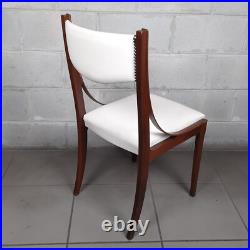 Chaise En Bois Et En Cuir Blanc Rembourrée Art Déco Collection Vintage Années 50 Chaise En Bois Et En Cuir Blanc Rembourrée Art Déco Collection Vintage Années 50