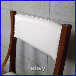 Chaise En Bois Et En Cuir Blanc Rembourrée Art Déco Collection Vintage Années 50