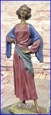 Classique Bronze Femme Avec Chiot Statue par J. Erte Art Déco Collection Artwor