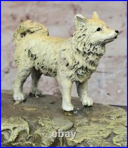 Classique Bronze Femme Avec Chiot Statue par J. Erte Art Déco Collection Artwor