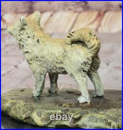 Classique Bronze Femme Avec Chiot Statue par J. Erte Art Déco Collection Artwor