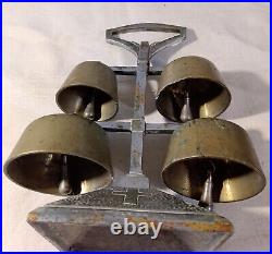 Clochettes D'autel Chretiennes En Bronze Et Metal Chrome D'epoque Art Deco