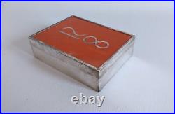 Coffret Art deco Boite à cigarettes a carte pierre et argent 925/1000ème