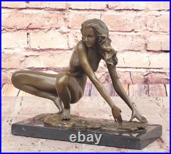 Collection Art Bronze Sculpture Signée Original Chair Fille Érotique Déco Chaud