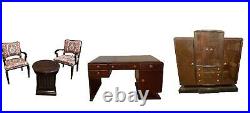 Collection De Mobilier De Bureau Art Deco. Bureau, Placard, Table, 2 Fauteuils