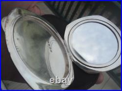 Compact Art Déco En Argent Sterling Et Émail Bleu H/M 1937 Adie Brothers