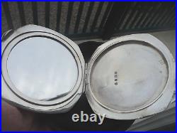 Compact Art Déco En Argent Sterling Et Émail Bleu H/M 1937 Adie Brothers