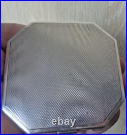 Compact Art Déco En Argent Stg Attrayant Et Émail Bleu H/M 1939 Deakin & Francis