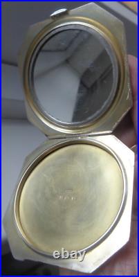 Compact Art Déco En Argent Stg Attrayant Et Émail Bleu H/M 1939 Deakin & Francis