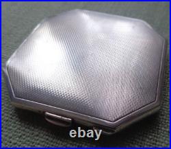 Compact Art Déco En Argent Stg Attrayant Et Émail Bleu H/M 1939 Deakin & Francis