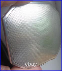 Compact Art Déco En Argent Stg Attrayant Et Émail Bleu H/M 1939 Deakin & Francis