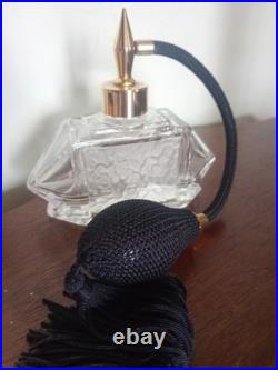 Cristallerie d'Art VAPORISATEUR PARFUM ART DECO Pompe tissu noir Fonctionne