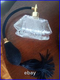 Cristallerie d'Art VAPORISATEUR PARFUM ART DECO Pompe tissu noir Fonctionne