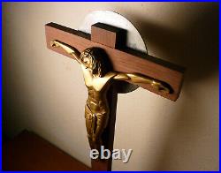 Croix Christ palissandre /bronze René Robert salon 1930 Art Deco eglise de Guise