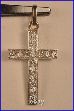Croix Pendentif Art Deco Or Gris 18k Diamants Antique Gold Diamond Cross Pendant