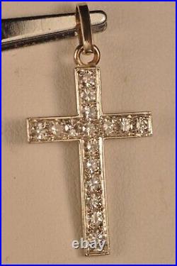 Croix Pendentif Art Deco Or Gris 18k Diamants Antique Gold Diamond Cross Pendant