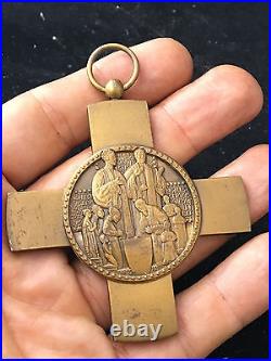 Croix Relieuse Bronze Art Deco Cross of bronze nun Antique French