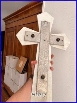 Crucifix Christ en Croix Marbre Blanc Art Déco Géométrique 1930