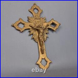 Crucifix Religieux Art Déco'Sculpture Laiton Mural Art Saint Italie 1950 Crucifix Religieux Art Déco'Sculpture Laiton Mural Art Saint Italie 1950