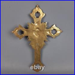 Crucifix Religieux Art Déco'Sculpture Laiton Mural Art Saint Italie 1950
