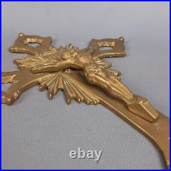 Crucifix Religieux Art Déco'Sculpture Laiton Mural Art Saint Italie 1950 Crucifix Religieux Art Déco'Sculpture Laiton Mural Art Saint Italie 1950