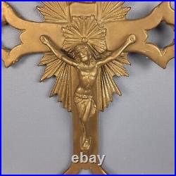 Crucifix Religieux Art Déco'Sculpture Laiton Mural Art Saint Italie 1950 Crucifix Religieux Art Déco'Sculpture Laiton Mural Art Saint Italie 1950