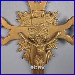 Crucifix Religieux Art Déco'Sculpture Laiton Mural Art Saint Italie 1950 Crucifix Religieux Art Déco'Sculpture Laiton Mural Art Saint Italie 1950