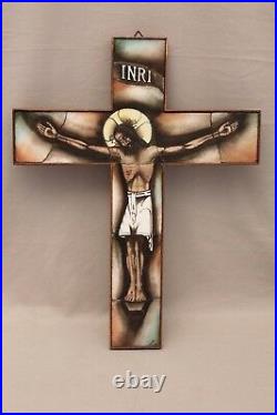 Crucifix christ en croix en céramique époque art déco XX siècle