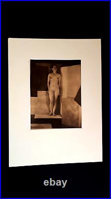 Curiosa Art Déco grande photographie femme nue & drapé tirage original ancien