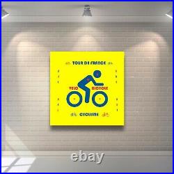 Cyclisme Tour de France Carré vélo pop art deco jaune bleu sport collection S5