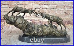 De Collection Bronze Statue Affaire Art Déco Spéciale Patine Deux Course Cerfs